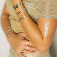 Gold Metallic Body Tattoo Stickers - Waterproof, Skin-Friendly Temporary Beauty Accessory