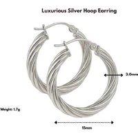 925 Silver 3Mm Twisted Creole Hoop Earrings - Multiple Sizes