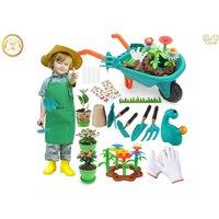 17-Piece Kids Gardening Playset With Wheelbarrow, Pots, Tools & More