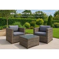 Malta Rattan Tea For Two Set - Stylish Outdoor Seating