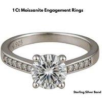 1Ct Moissanite Engagement Ring-Sterling Silver/Rose/Yellow