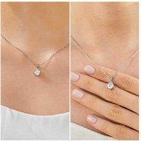 1-2Ct Moissanite Round Cut Diamond Necklace Silver - 5 Options