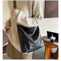 Unisex Khaki Pu Leather High-Capacity Shoulder Sling Bag With Wide Strap