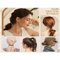 Haircare - 15Pcs Braided Elastic Ponytail Holders With Gold Beads For Women & Girls, Damage-Free Secure Hold