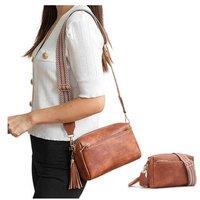 White Womens Pu Leather Shoulder Bag With Adjustable Guitar Strap