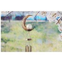 Solar Wind Chime Garden Ornament - Outdoor Led Patio Accessory With Moon & Star Design