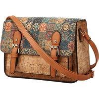 Unisex Black Large-Capacity Retro Messenger Bag with Unique Embossed Prints