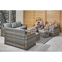 9-Seater Rattan Garden Sofa Dining Set With Fire Pit Table - Weather-Resistant, Reclining, Modern Outdoor Lounge- Ends 7th July!