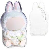 Unisex Black Transparent Labubu Doll Case With Keychain For Safe Display And Storage