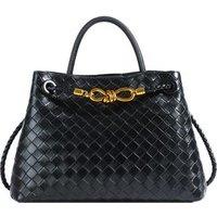 Unisex Black Classy Woven Pu Handbag For Women - Adjustable Strap, 4 Colours