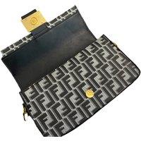 Unisex Black Designer Baguette Leather Crossbody Bag