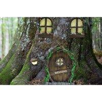 Glow In The Dark Fairy Door & Windows Garden Ornament - Weather-Resistant Resin Outdoor Decor Sculpture