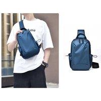 Unisex Blue Casual Travel Large Capacity Men'S Backpack Chest Bag