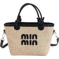 Unisex Brown Straw Woven Crossbody & Shoulder Bag - Mui Mui-, Adjustable Strap, Lightweight Summer Tote