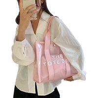 Unisex Black Trendy Waterproof Transparent PVC Handbag With Magnetic Buckle & Pouch