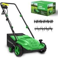 Price Drop! Heavy-Duty 1500W Electric Lawn Scarifier & Aerator - 32Cm Wide, Dual Rollers, Large Collection Box