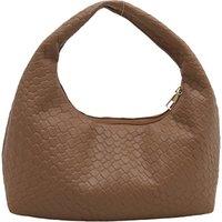 Unisex White Chic Woven Faux Leather Crescent Handbag - Vegan Shoulder Bag, Lightweight, 4 Colours