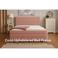 Coco Upholstered Bed Frame With Memory Spring Mattress!