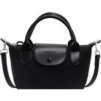 Unisex Khaki Modern Longchamp- Dumpling-Style Nylon Handbag in Vibrant Contrasting Colours