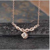 Lab Grown Moissanite Silver Pendant Necklace- 14 Inches Chain