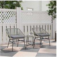 3Pc Pe Rattan Bistro Set - Weather-Resistant Garden Table & Chairs With Cushions, 2 Colours