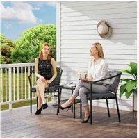 3Pc Grey Rattan Bistro Set - Weather-Resistant Wicker Table & Chairs For Garden Or Patio