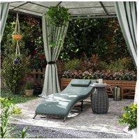 Rattan Folding Sun Lounger Chair W/ Cushion - Mixed Grey