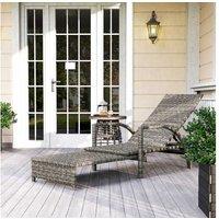 Pe Rattan Sun Lounger With Adjustable Backrest - Mixed- 2 Colours