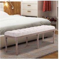 Homcom Longline Vintage Ottoman Bench, With Wooden Frame