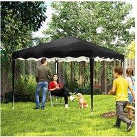 3x3m Steel Frame Pop-Up Gazebo - Black, Weather-Resistant, Adjustable Height
