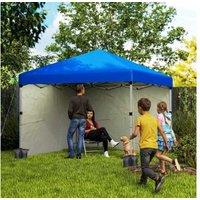 3X3M Pop-Up Gazebo With 2 Removable Walls, Steel Frame, Weights & Wheeled Bag - Weather-Resistant Outdoor Shelter, Blue