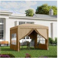3X3M Weather-Resistant Pop-Up Steel Gazebo Shelter - Khaki Outdoor Marquee