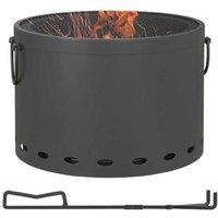38Cm Smokeless Outdoor Fire Pit With Screen & Poker - Portable Log Burner, Metal Heater