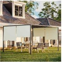 PRICE DROP! 3x4m Steel Pergola Garden Shelter with Sliding Canopy & Solar LED Lights - Cream White