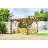 3.3x3.3m Heavy-Duty Wooden Garden Pergola Kit - Rustic Outdoor Trellis Structure