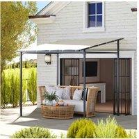 Wall Mounted Metal Pergola 2.4X2.4M - Cream White, Upf30+ Sun Protection Gazebo