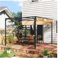 3x3m Aluminium Weather-Resistant Pergola with Retractable Roof & Wall - Modern Garden Shelter