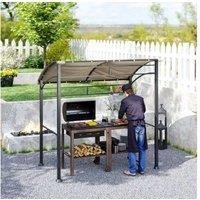 Khaki BBQ Gazebo Tent - Weather-Resistant Metal Frame, 2.2x1.5m, Outdoor Cooking Shelter