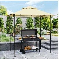 8X5Ft Steel Grill Gazebo With Led Lights, Shelves & Hooks - Weather-Resistant Bbq Shelter