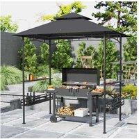 Grey 150X240Cm Weather-Resistant Bbq Grill Gazebo With Shelves - Modern Outdoor Shelter