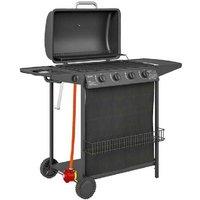 4+1 Burner Gas Bbq Grill With Thermometer & Wheels - Outdoor Cooking Station