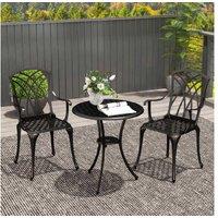 3Pc Cast Aluminium Garden Bistro Set - 2 Chairs & Round Table, Bronze, Weather-Resistant
