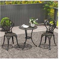 3Pc Aluminium Bistro Set - Weather-Resistant Patio Table & Chairs, Bronze, Outdoor Garden Furniture