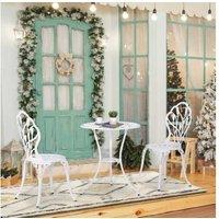 3Pc Aluminium Patio Bistro Set - Weatherproof White Garden Table & Chairs, Vintage Tulip Design