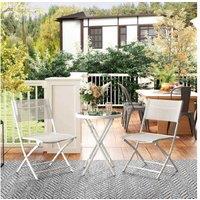 3Pc Outdoor Bistro Set, Glass Table + 2 Folding Chairs