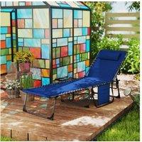 5-Position Reclining Sun Lounger - Dark Blue