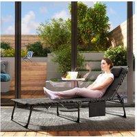 Padded Reclining Sun Lounger - Black