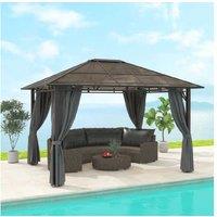 3X3.6M Steel Hardtop Gazebo With Polycarbonate Roof & Curtains - Large Modern Outdoor Shelter
