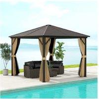 3X3M Aluminium Hardtop Garden Gazebo With Curtains & Netting - Weather-Resistant Outdoor Shelter