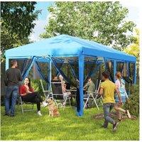 3X6M Heavy Duty Pop-Up Steel Gazebo With Mesh Walls & Carry Bag - Blue Outdoor Marquee